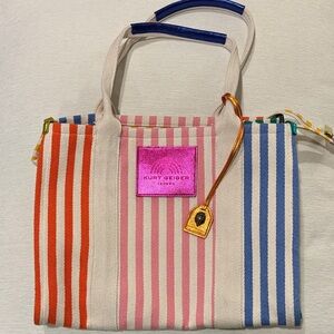 Kurt Geiger Pink and Blue Striped Tote